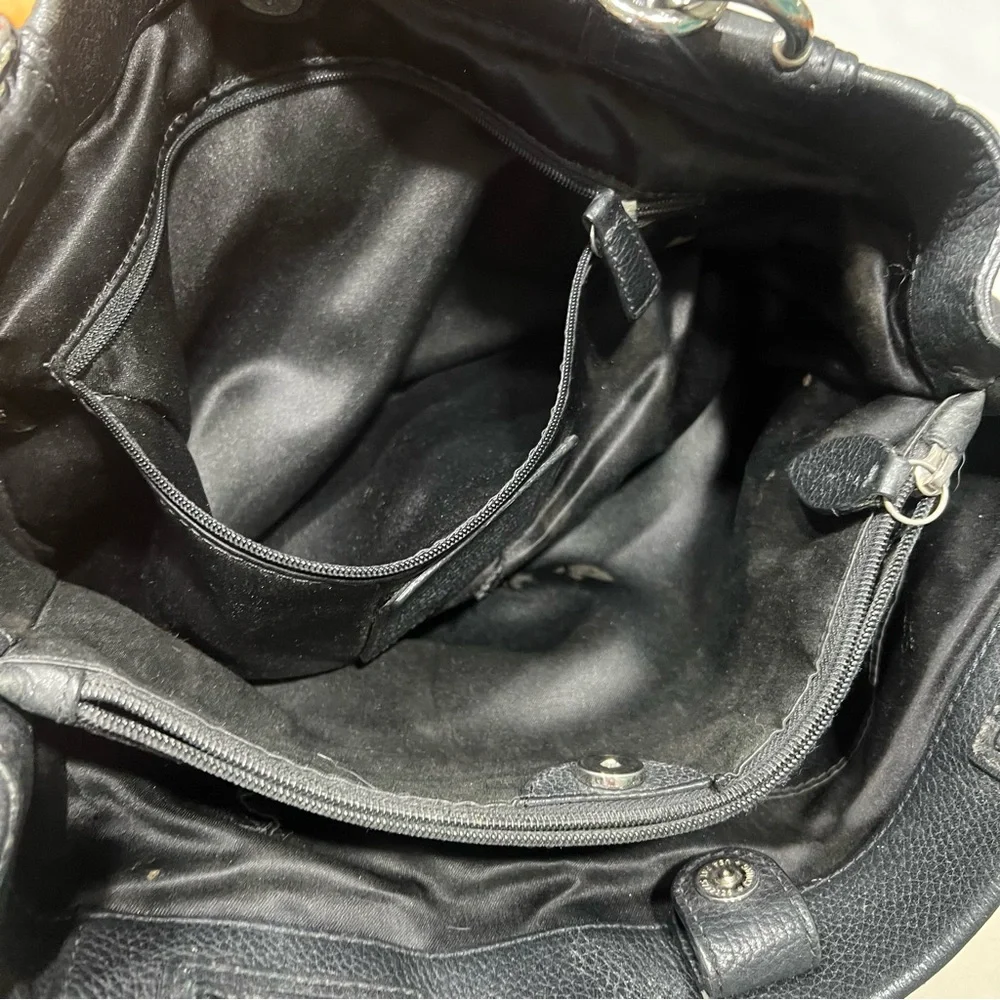 Coach Penelope Carryall Black Pebbled Leather Shoulder Bag silver Turnlock